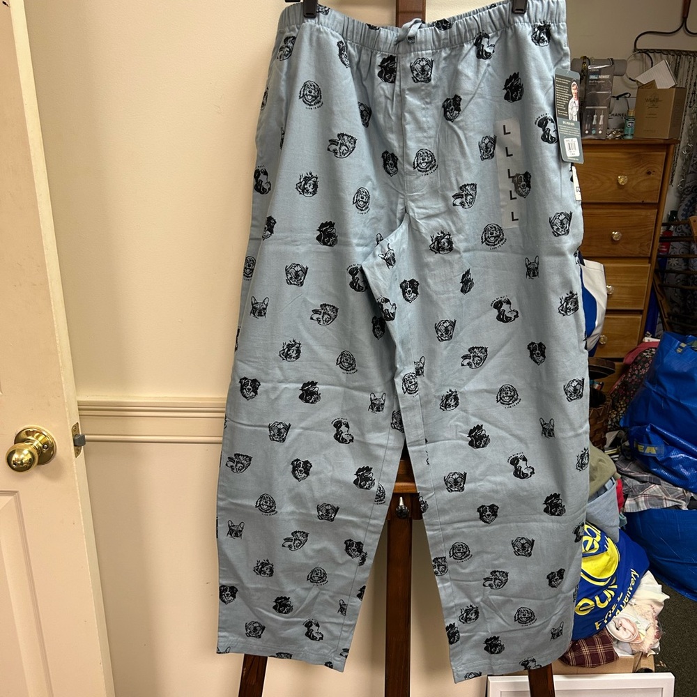 Life Is Good Light Blue Pajama Pants with Black Print NWT